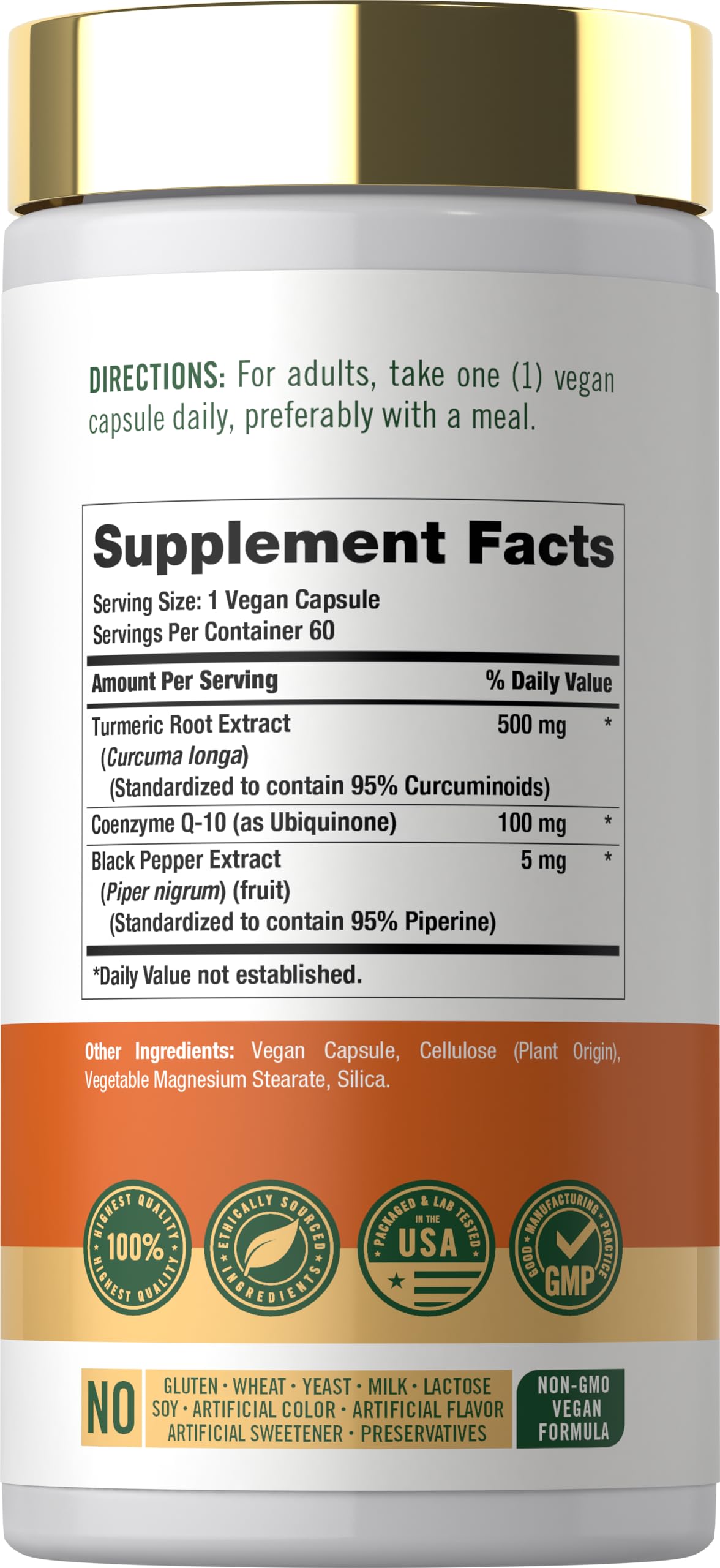 Carlyle etiqueta detalle con información de curcuminoides y calidad