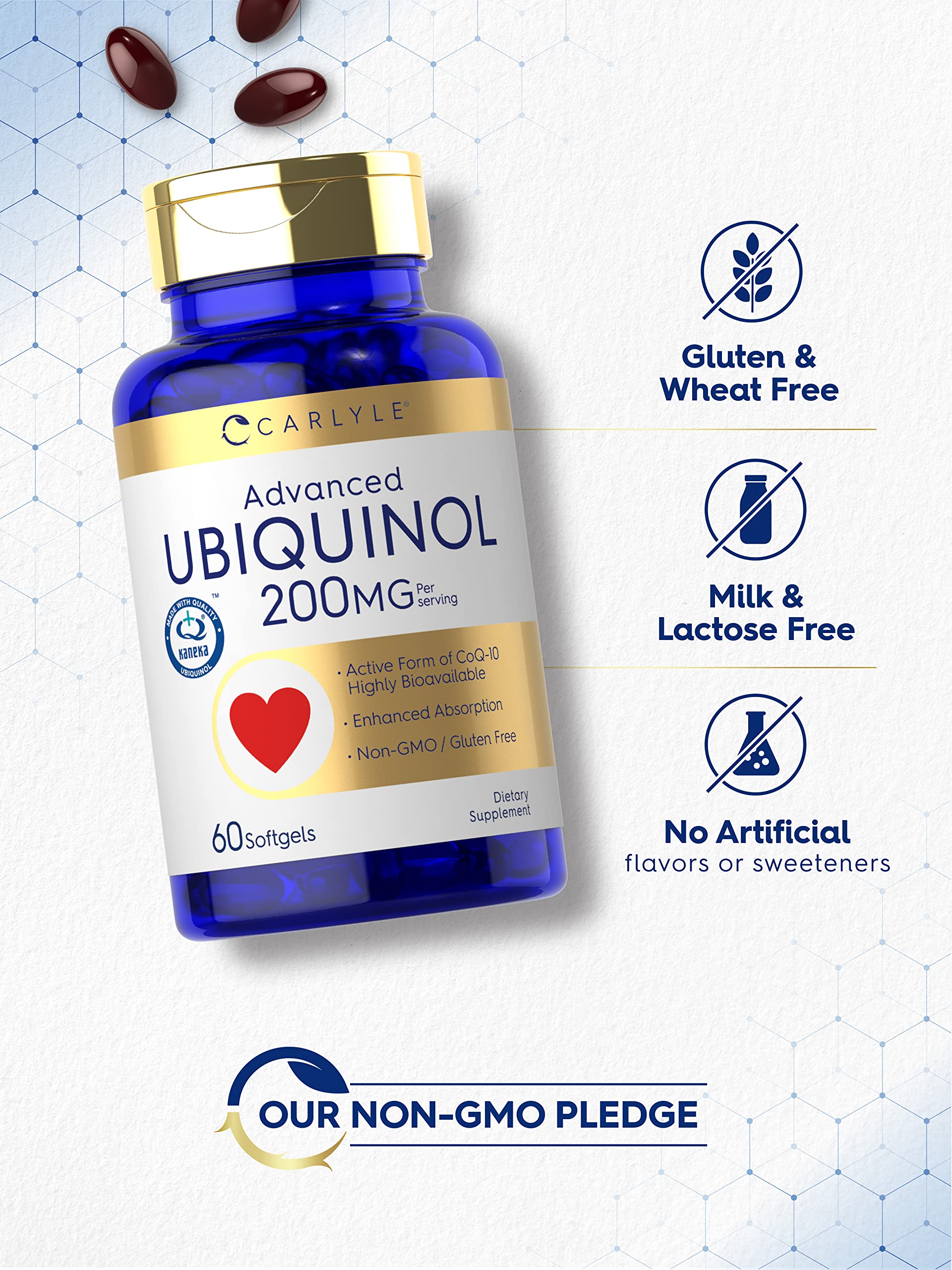 Carlyle softgel en mano ilustra tamaño fácil de tragar