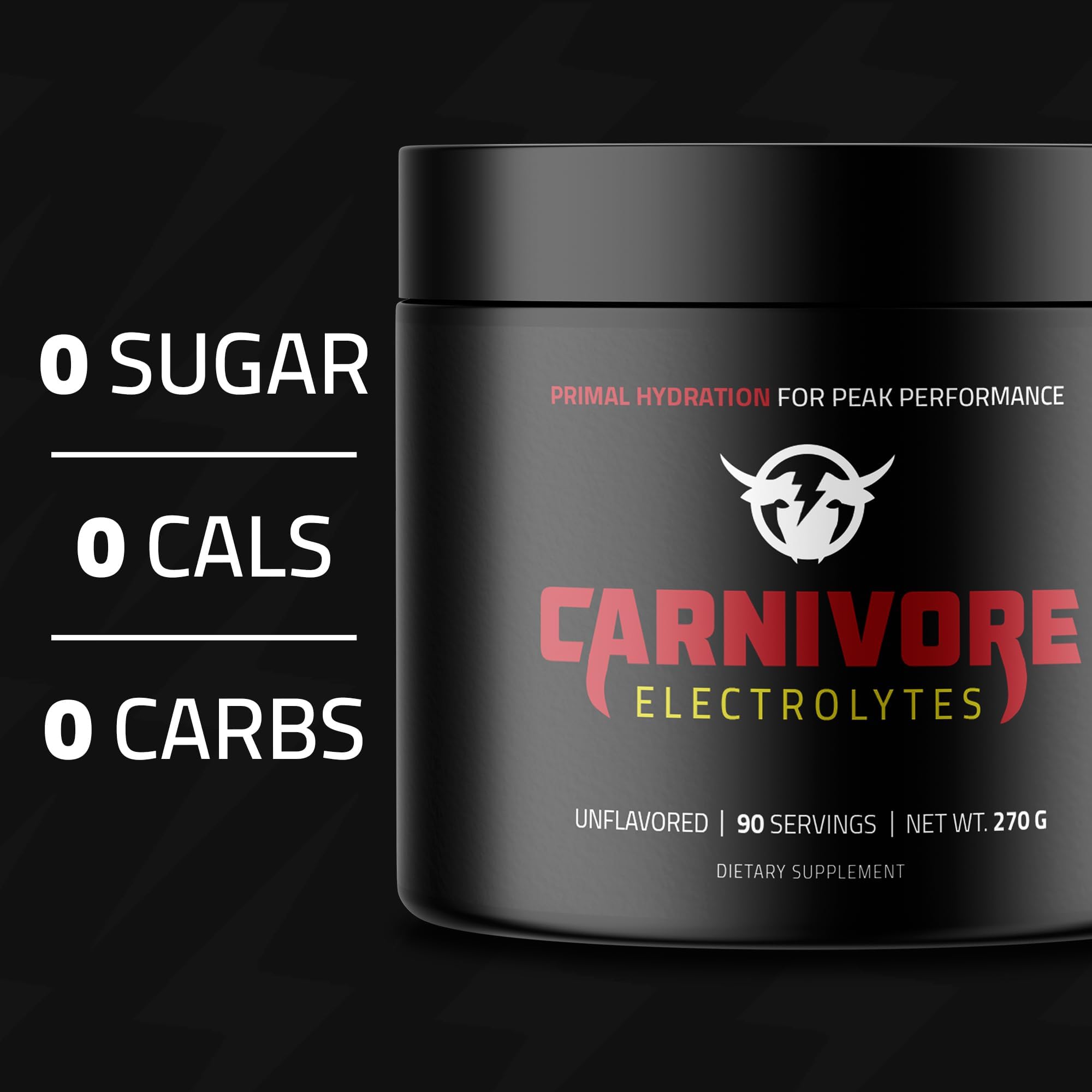 Carnivore Electrolytes polvo sin sabor visto de cerca, textura fina y disolución fácil
