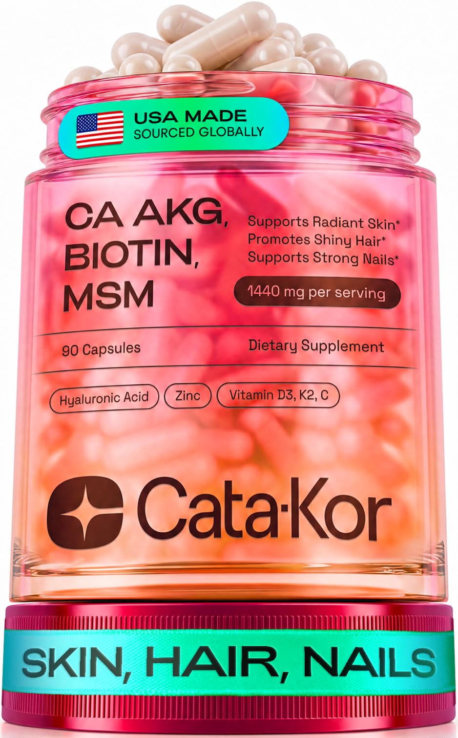 Cata-Kor vista frontal del envase que destaca ingredientes clave y presentación