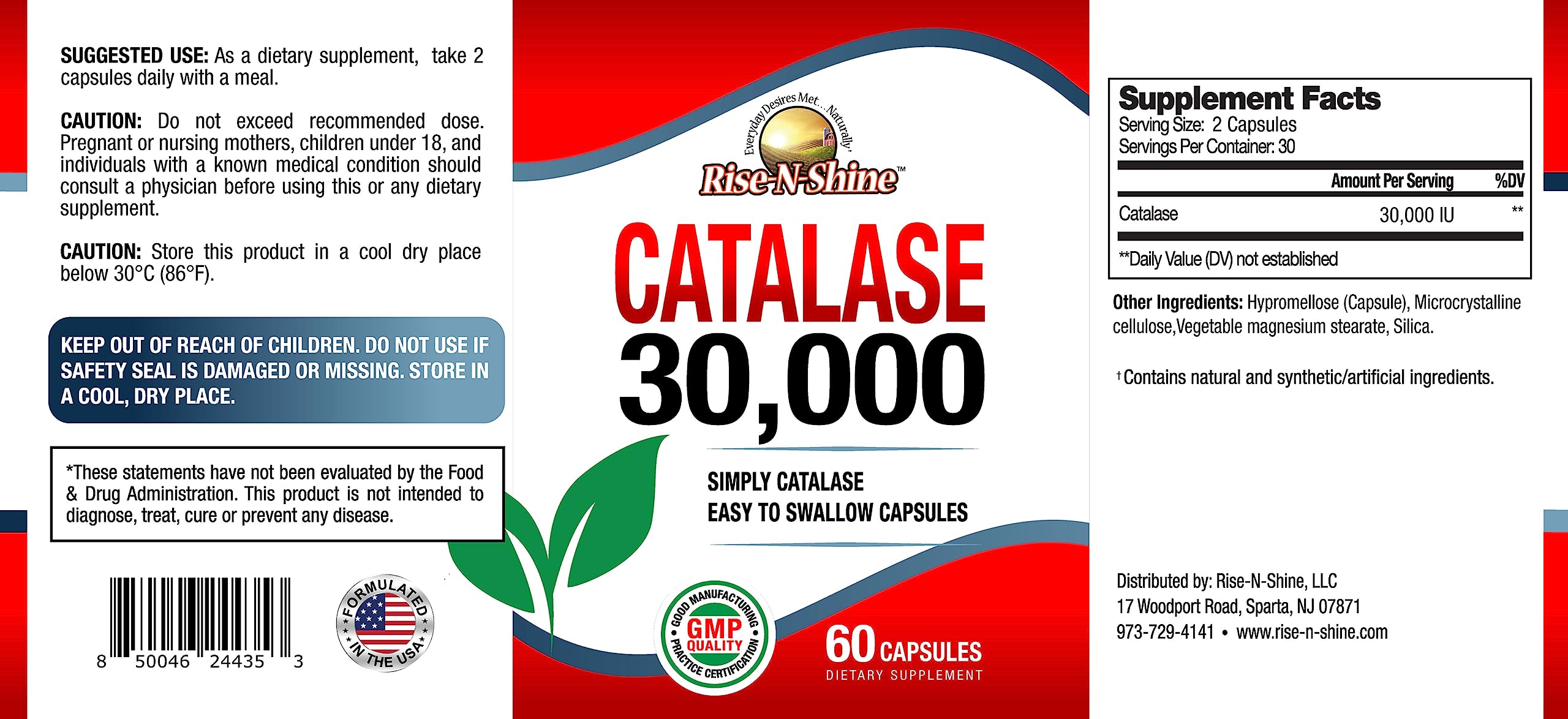 CATALASE EXTREME caja y etiqueta legible, facilita identificación del producto