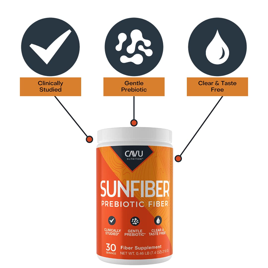 CAVU NUTRITION polvo Sunfiber con textura fina, fácil de mezclar y disolver