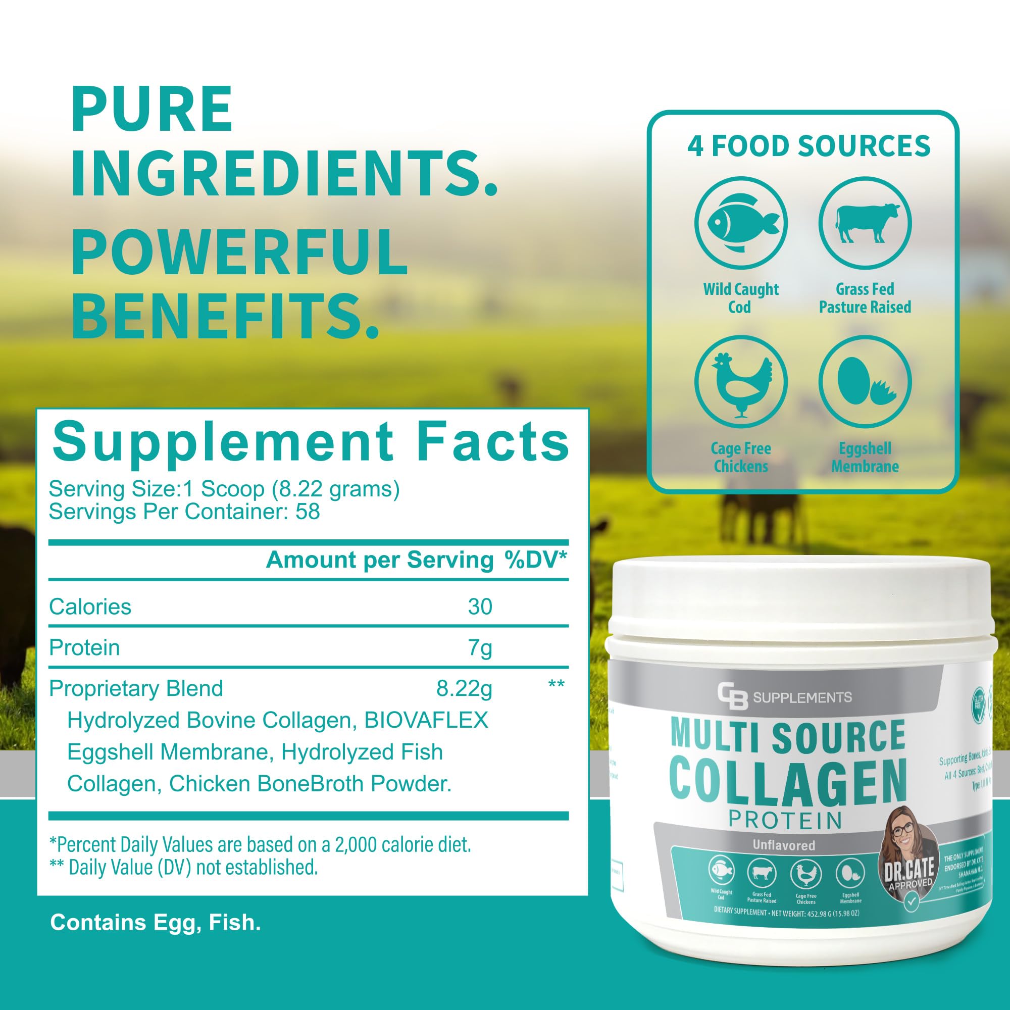 CB Supplements en vaso con batido integrándose sin sabor ni grumos