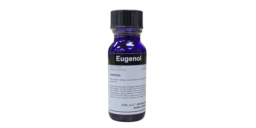 CCS LLC frasco frontal de eugenol 15 ml muestra compacto y fácil dosificación