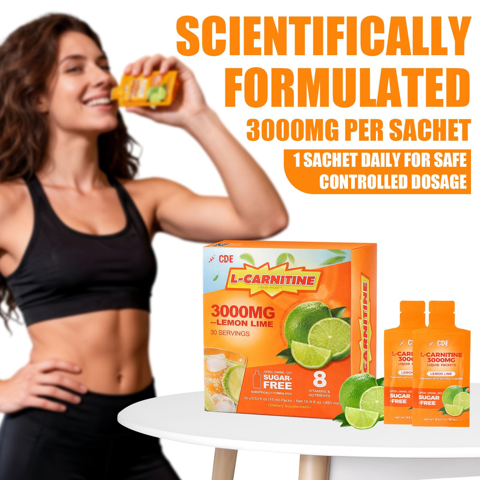 Materiales e información de alérgenos en el envase CDE L-Carnitine Liquid 3000 clara