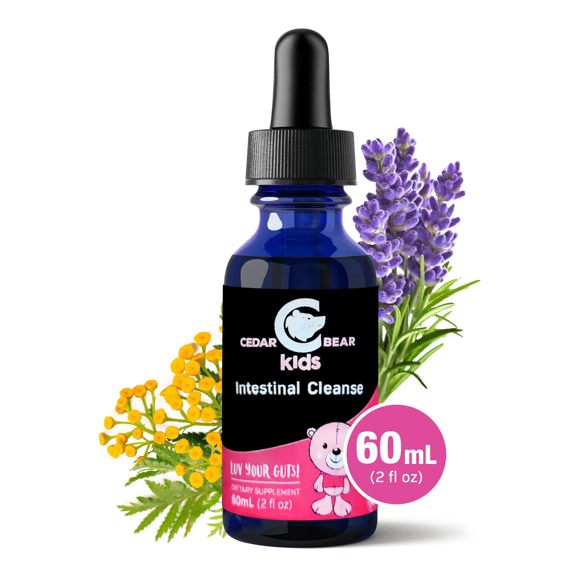 Cedar Bear etiqueta con lista de ingredientes naturales clara