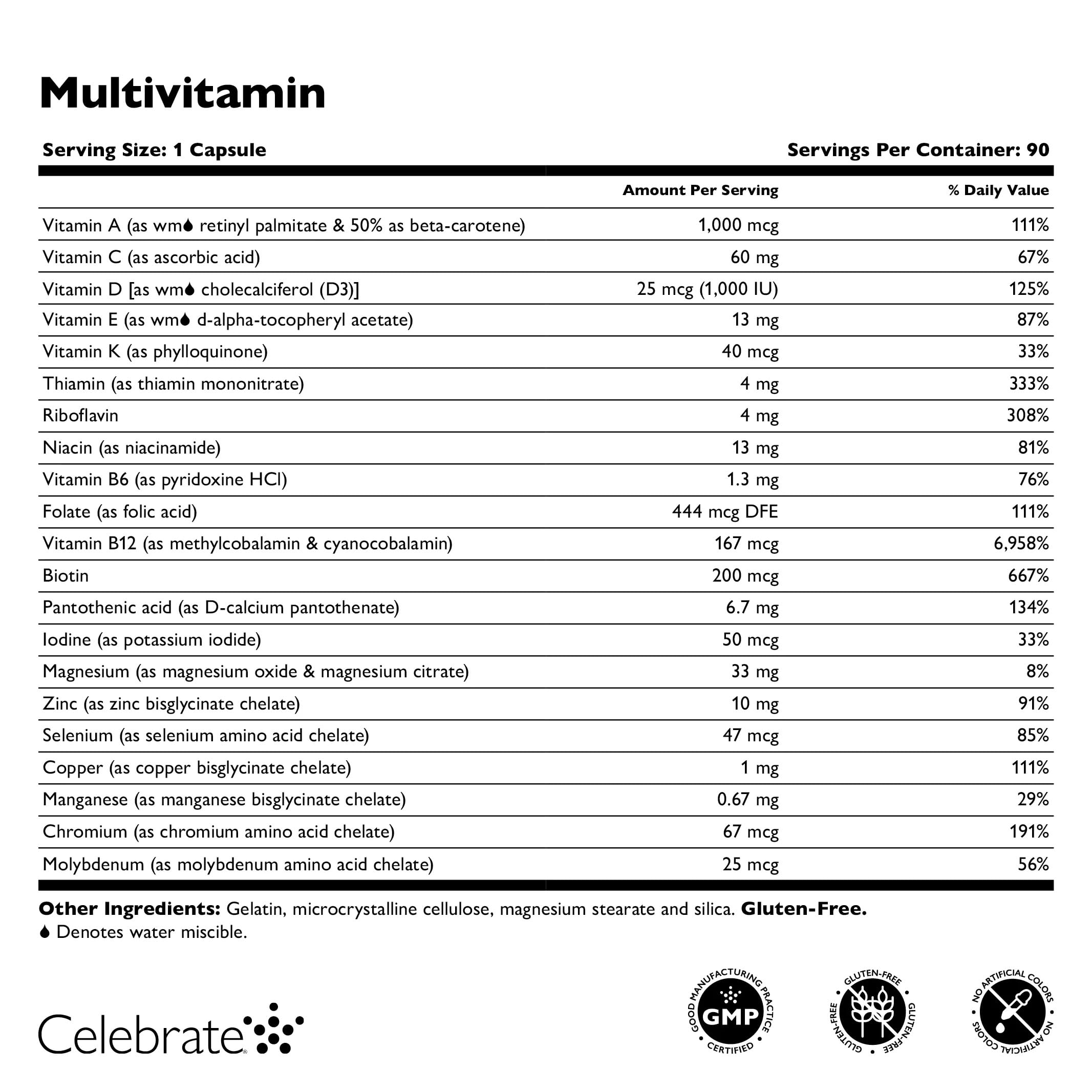 Celebrate Bariatric etiqueta nutricional que muestra ingredientes esenciales y transparencia