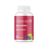 Celebrate Vitamins frente del empaque que destaca fórmula ADEK y hierro