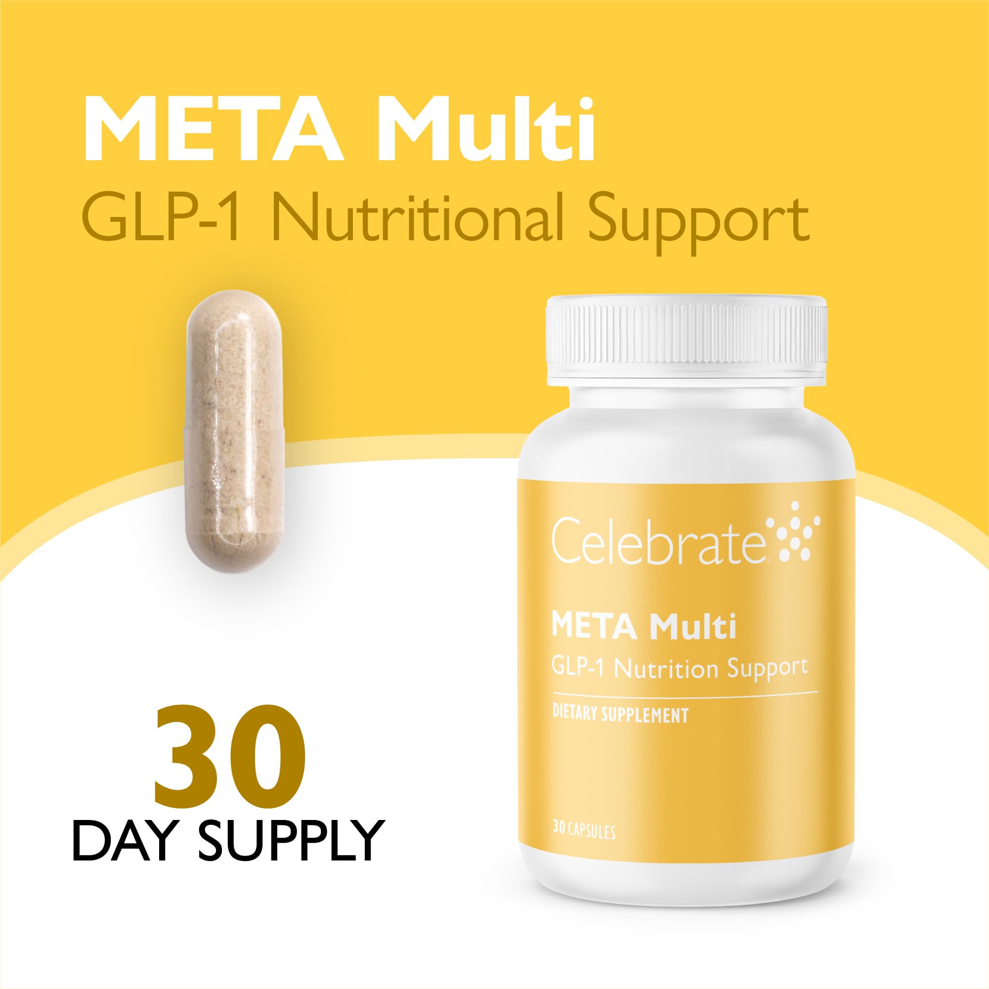 Celebrate Bariatric Supplements cápsula en primer plano mostrando textura fácil de tragar