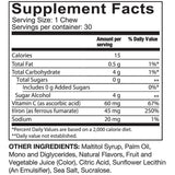 Celebrate Vitamins etiqueta con ingredientes y garantías de calidad
