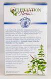 Celebration Herbals etiqueta y datos del paquete para verificar ingredientes y uso