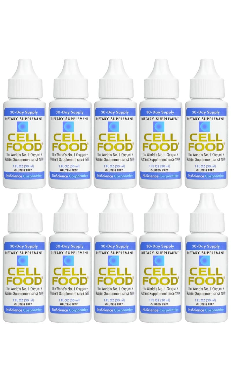 Cellfood frasco delantero mostrando etiqueta y beneficios portátiles