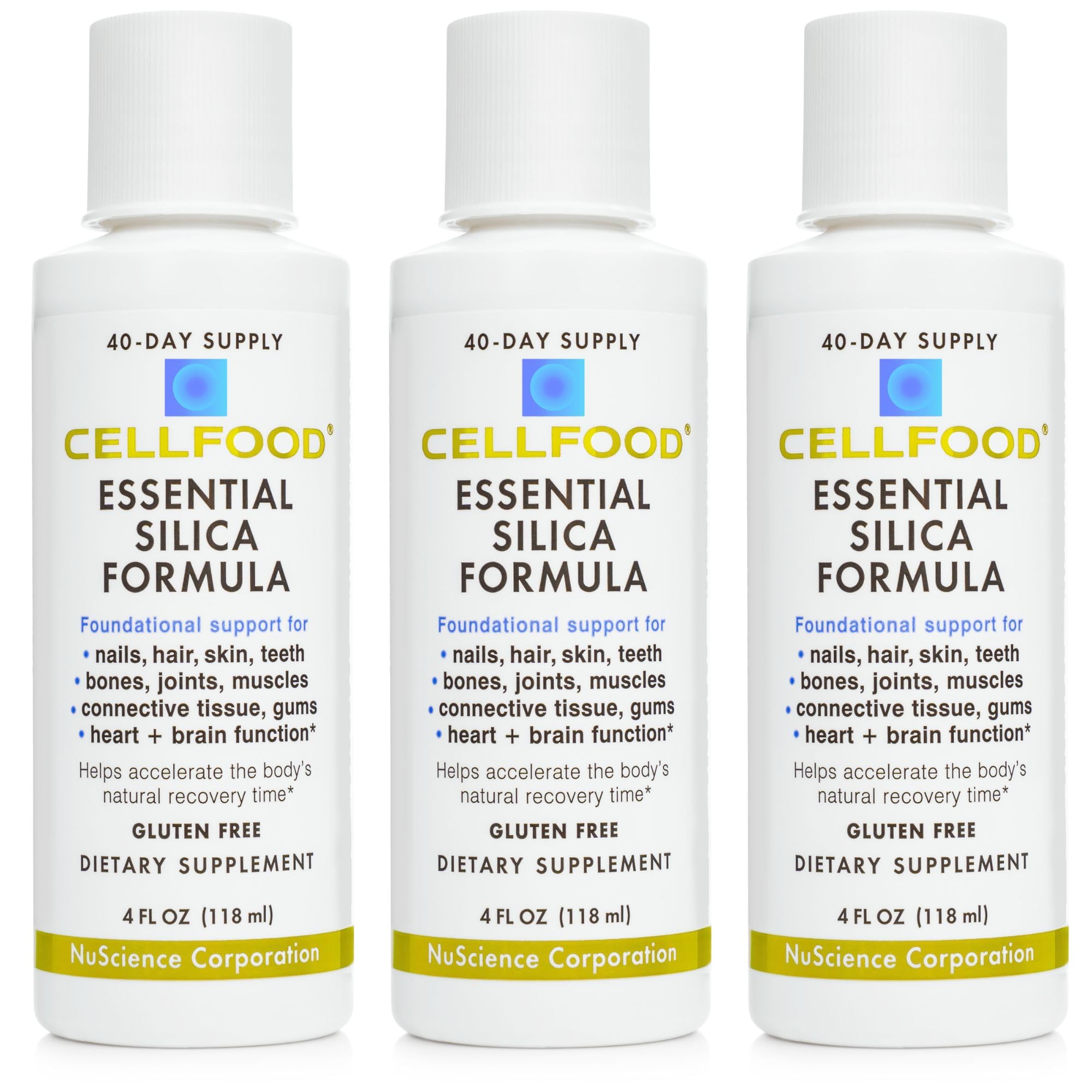 Cellfood frasco frontal del producto mostrando etiqueta y beneficios visibles