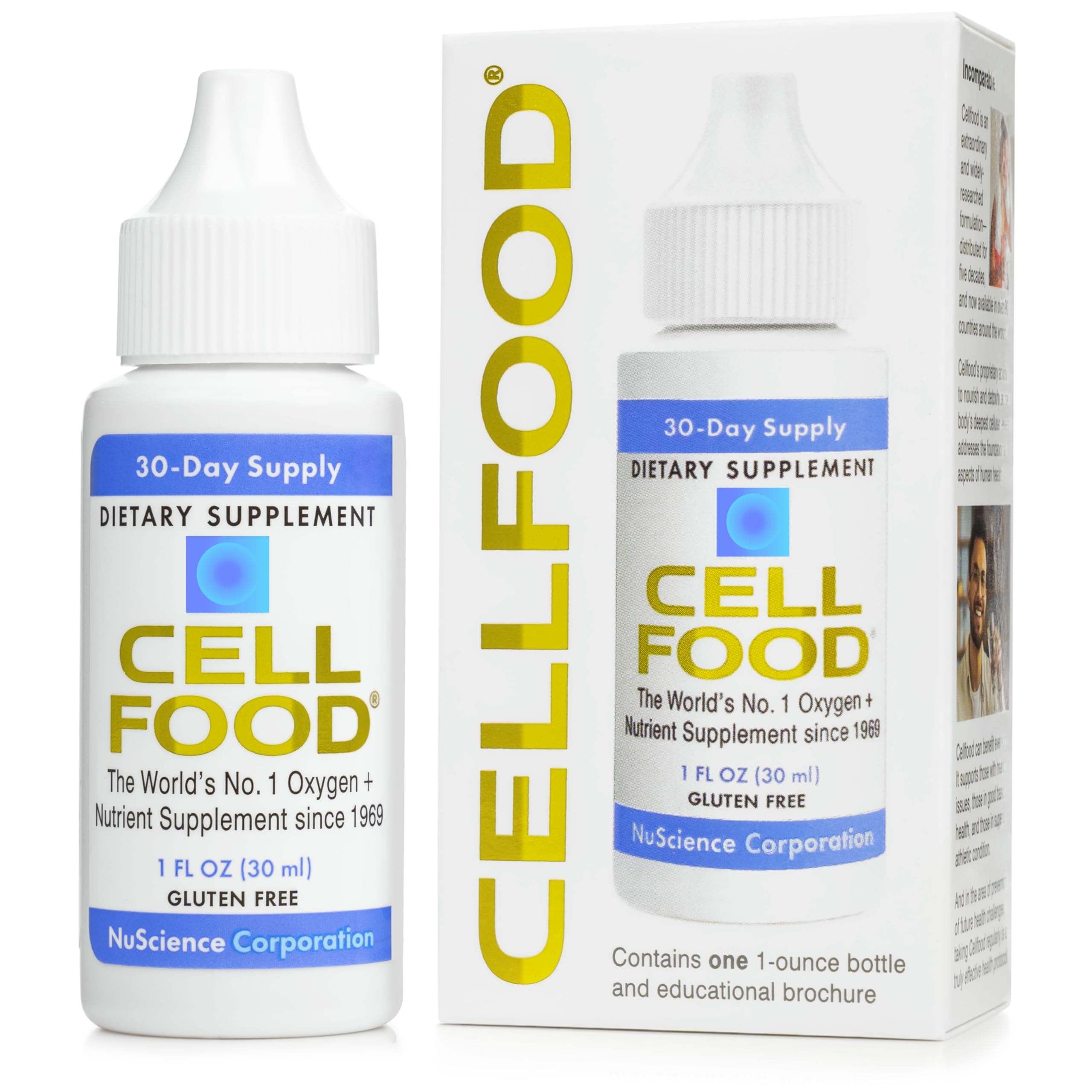 Cellfood envase frontal mostrando la etiqueta y beneficio de energía rápida