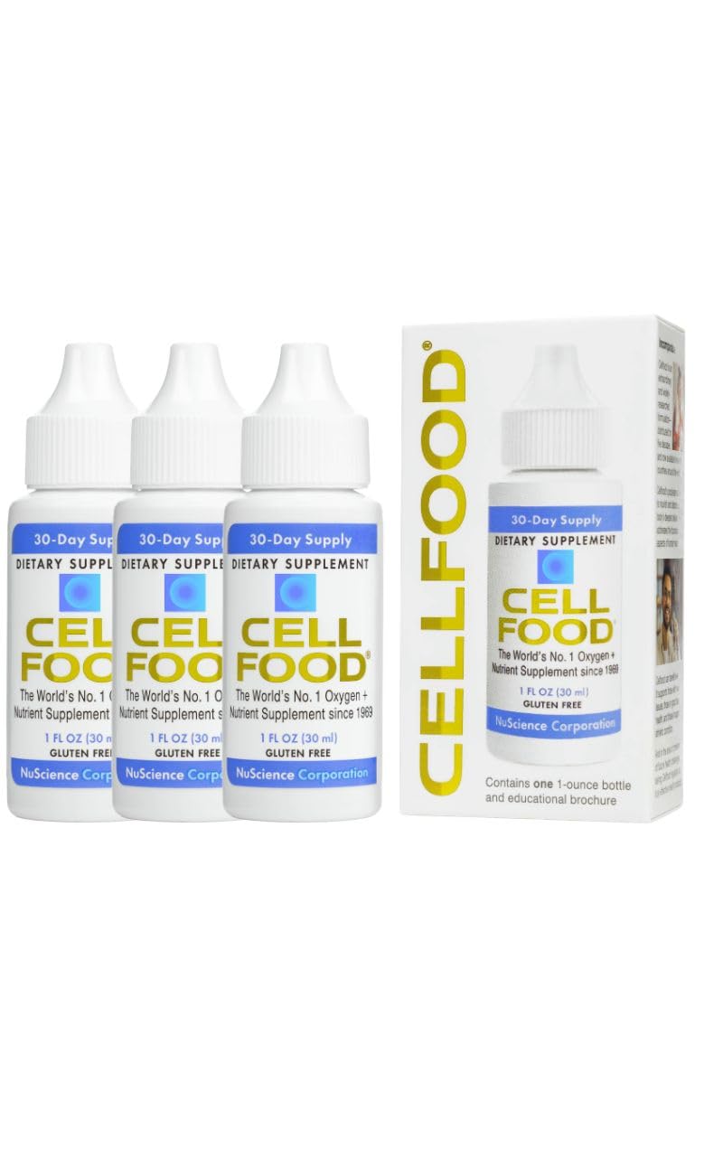 Cellfood frontal pack de 3 unidades mostrando envases y etiqueta, conveniencia de stock