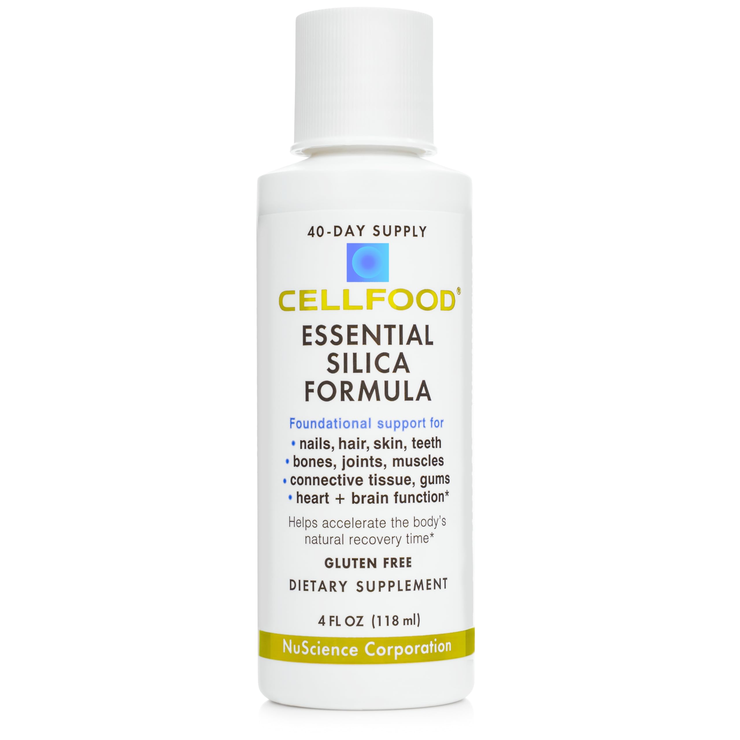 Cellfood botella frontal mostrando la fórmula líquida y beneficio de absorción rápida