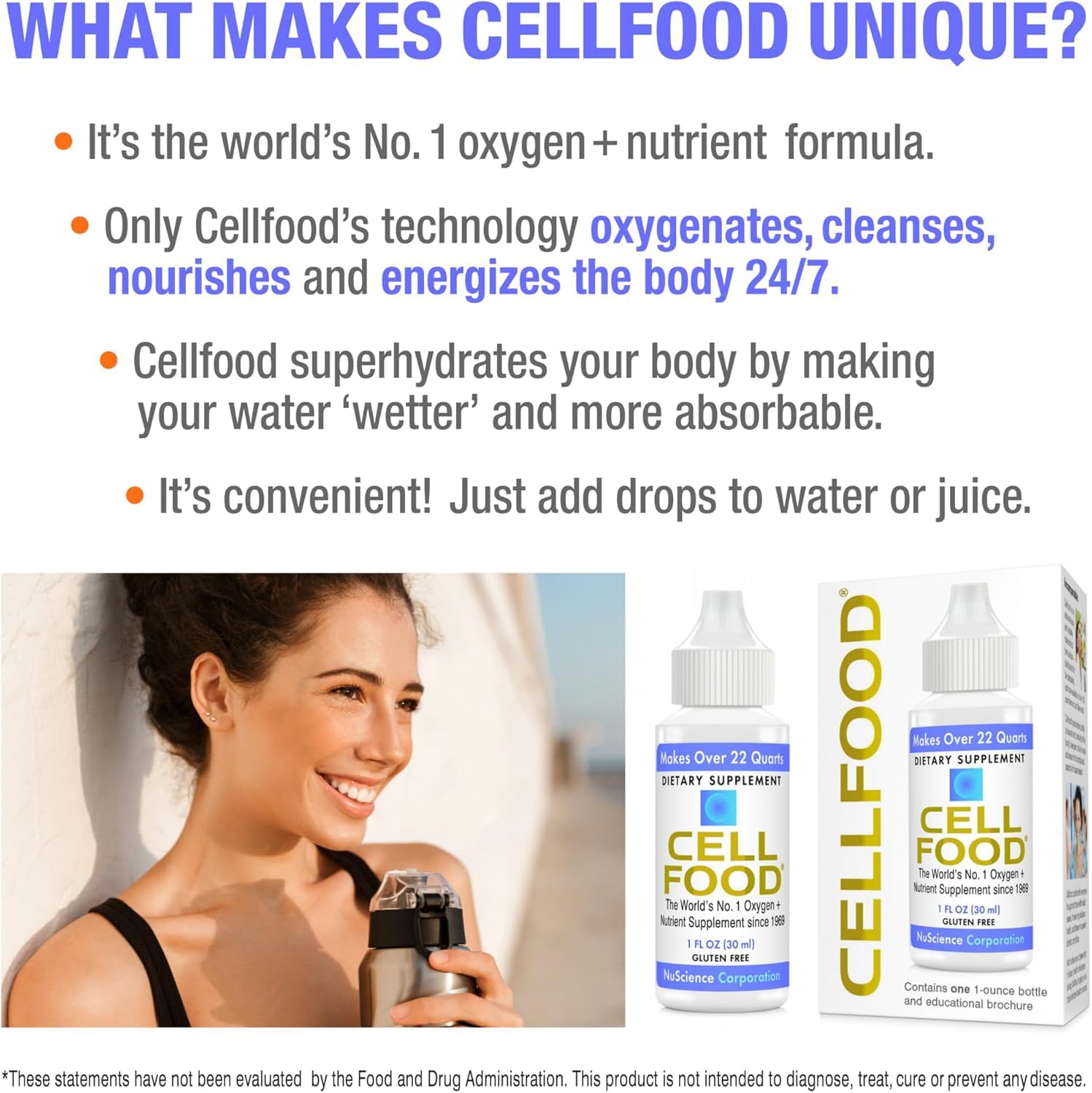 Cellfood mezcla en vaso para uso diario y mayor sensación de energía