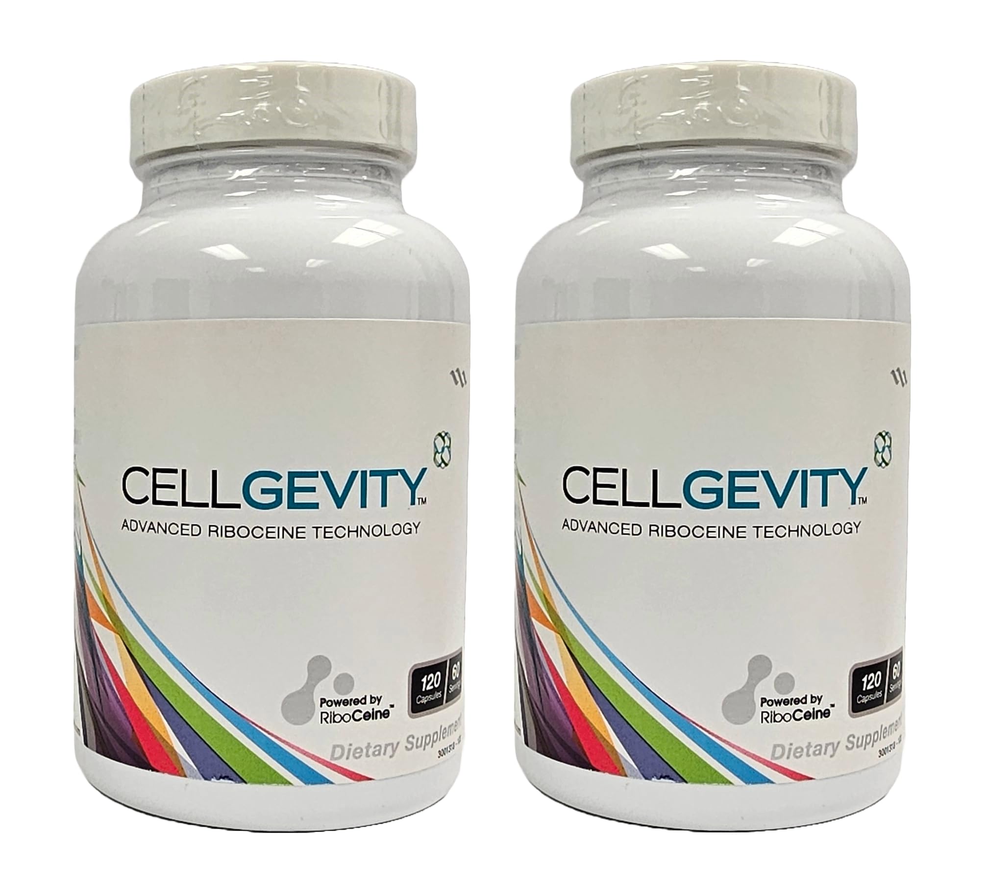 CELLGEVITY frasco frontal mostrando etiqueta clara y beneficios visuales