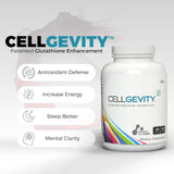 CELLGEVITY primer plano del contenido en polvo y solubilidad mejorada