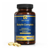 Cellqueue botella frontal mostrando butyrin complete y beneficio digestivo