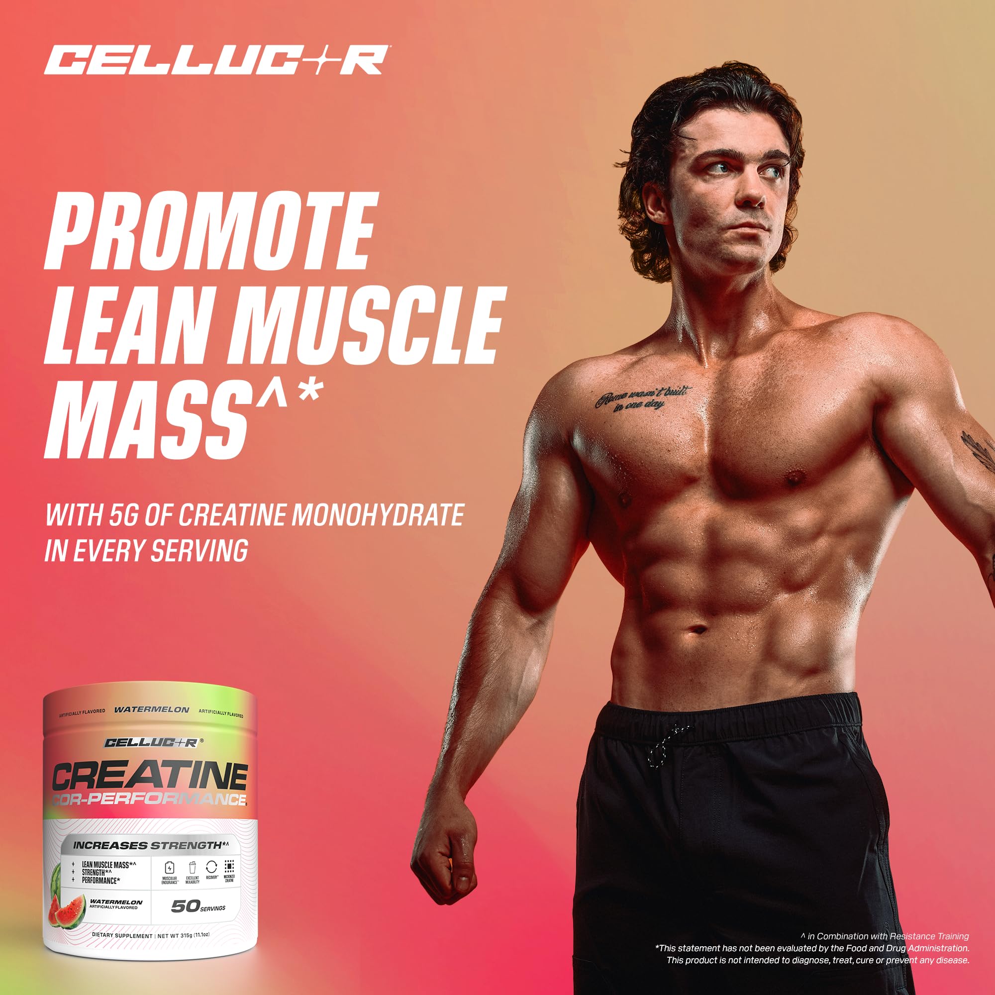Etiqueta nutricional de Cellucor creatina mostrando 5 g por servicio
