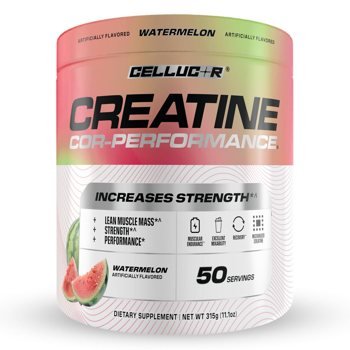 Cellucor frente del envase mostrando sabor sandía y 50 porciones