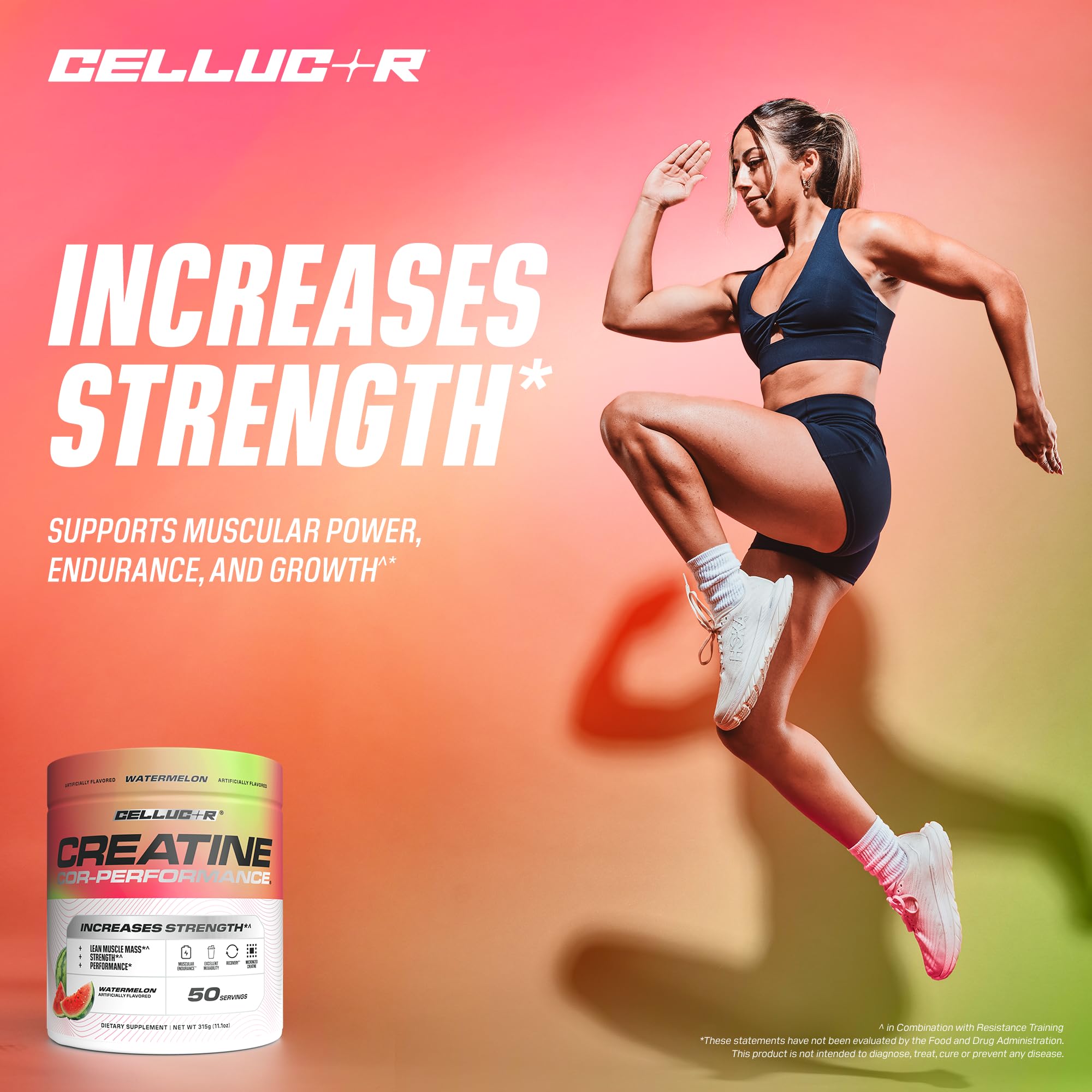 Comparación de tamaño del bote Cellucor con una porción para referencia