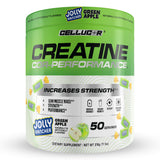 Cellucor envase frontal Jolly Rancher Green Apple mostrando 50 servicios y beneficio de conveniencia