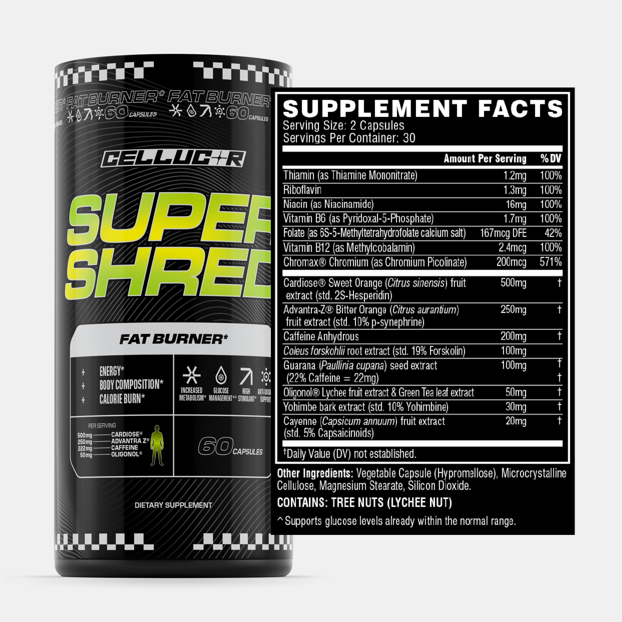Cellucor frasco abierto con cápsulas para dosificación práctica