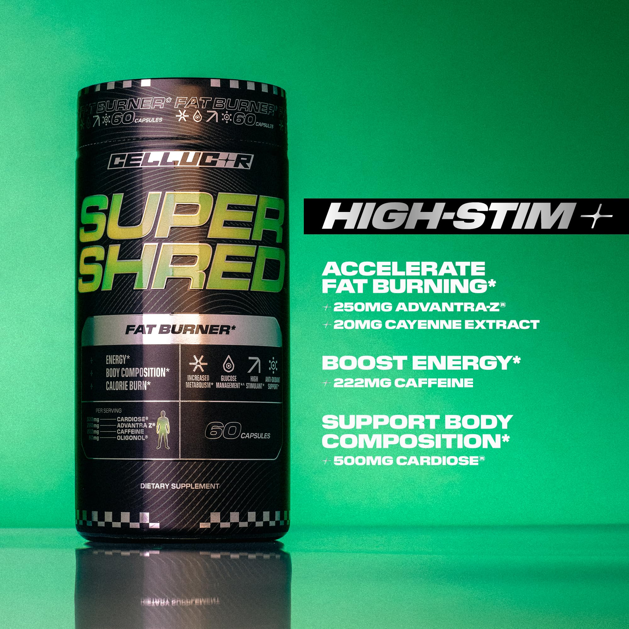 Cellucor persona tomando cápsula antes de entrenamiento energizante