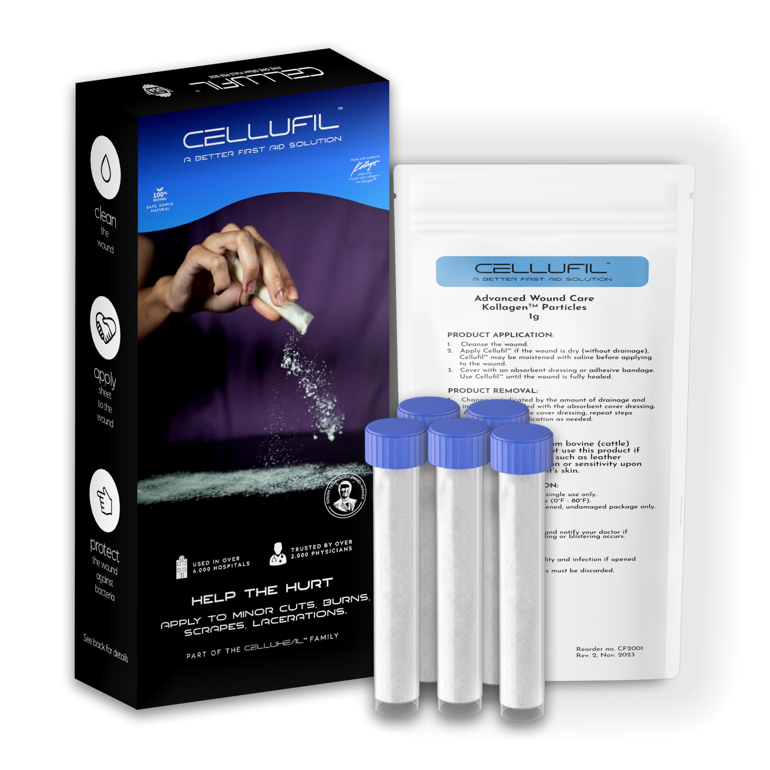 Celluheal Cellufil partículas textura cercana que facilita relleno preciso