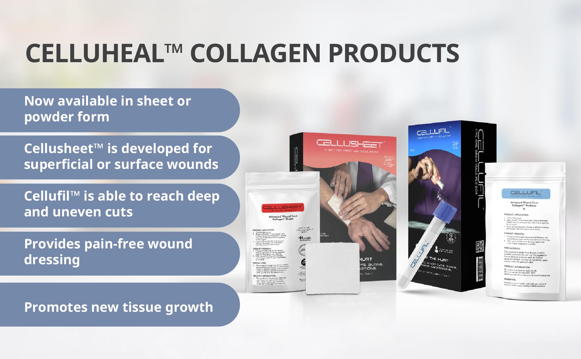 Celluheal Cellufil aplicado y cubierto con apósito para protección continua