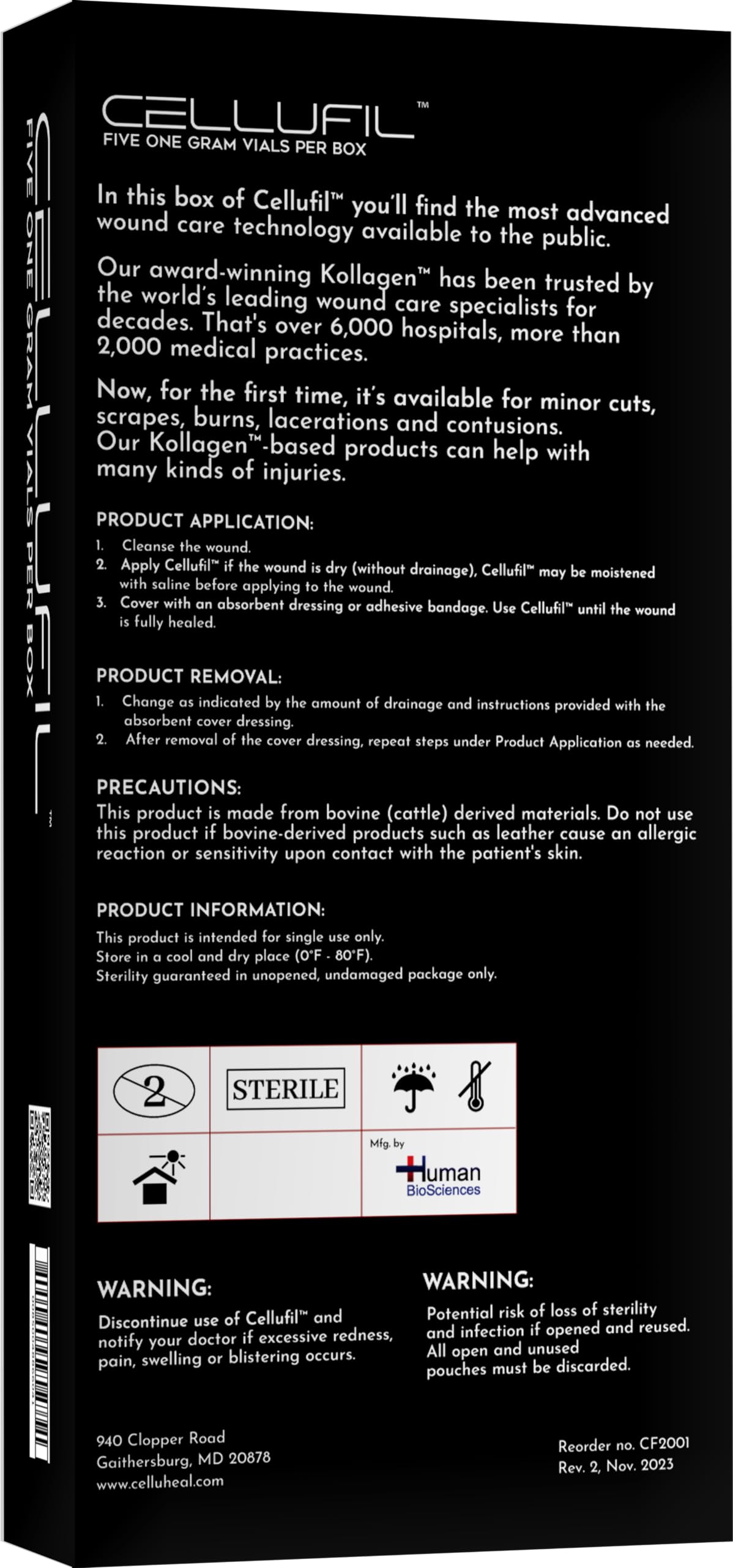 Celluheal Cellufil vial abierto con colágeno listo para aplicar de forma segura
