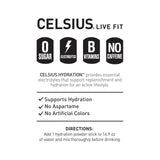 CELSIUS sobre junto a botella para comparar tamaño y facilidad de uso