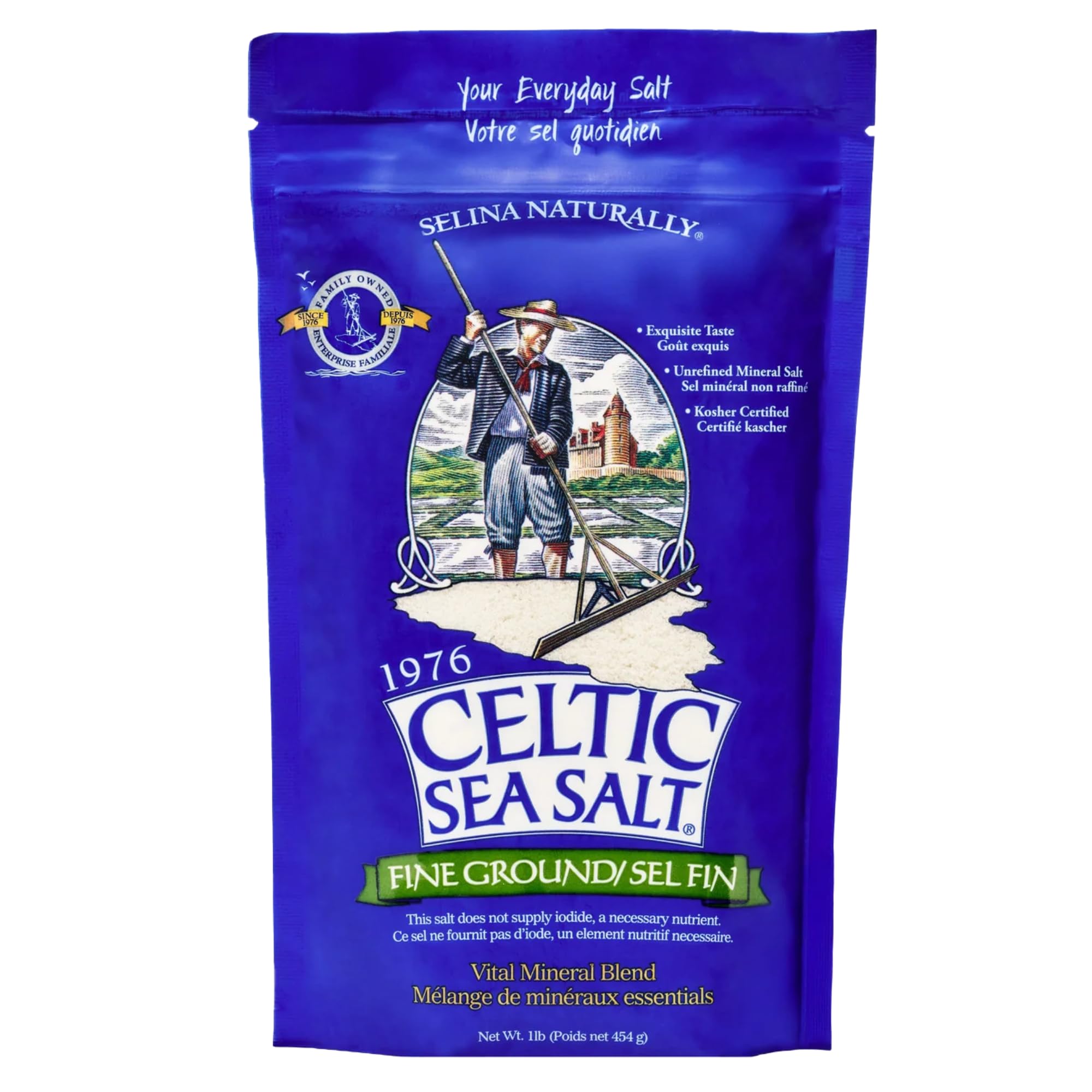 Celtic Sea Salt empaque frontal mostrando producto y beneficios