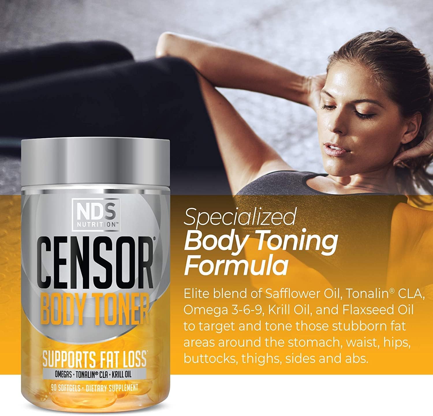 Censor caja abierta con softgels que muestra cantidad y presentación