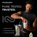 Centenarius Nutrition etiqueta detallada Creapure® que transmite calidad