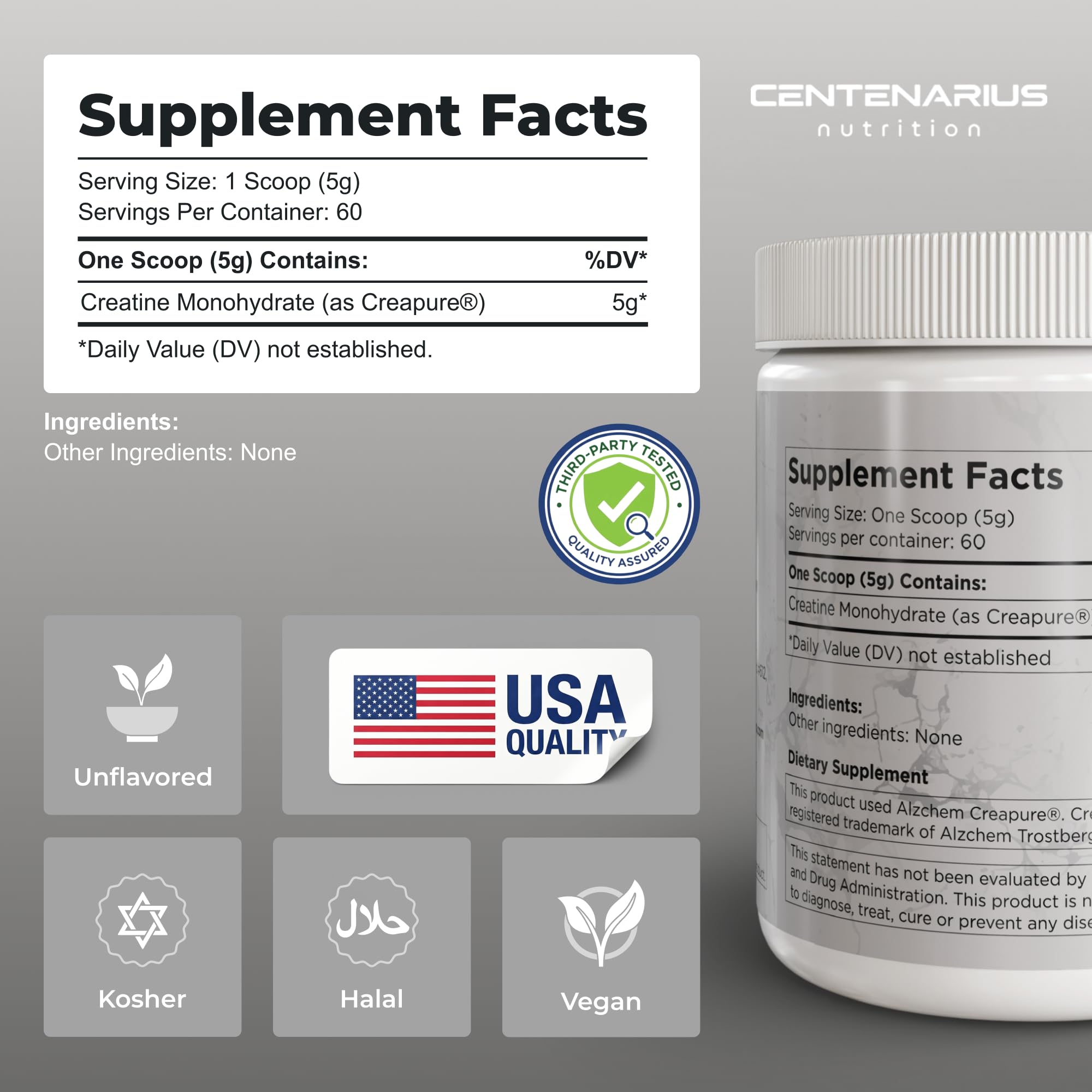 Centenarius Nutrition primer plano del polvo micronizado para mejor disolución