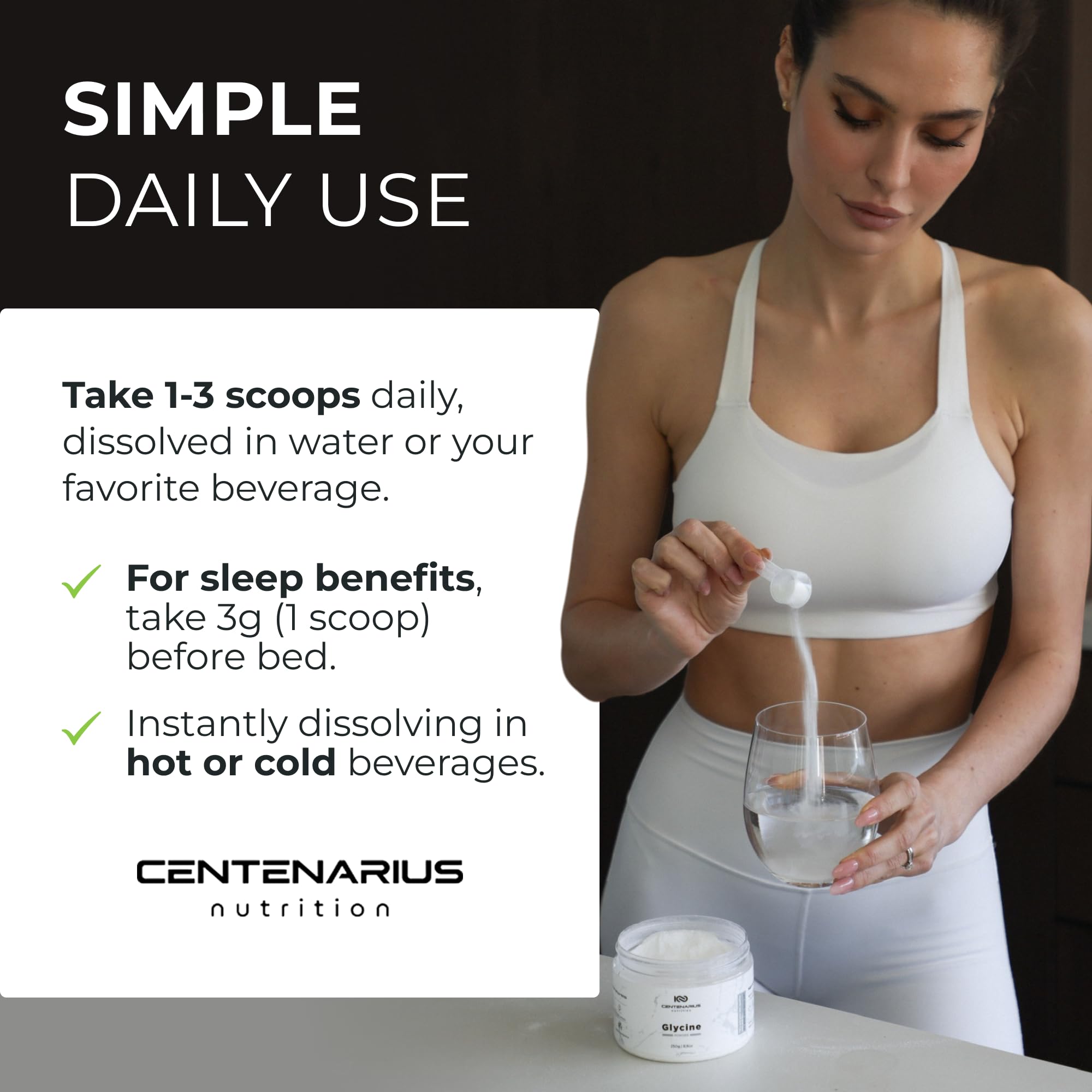 Centenarius Nutrition producto junto a pesas ilustrando apoyo muscular