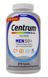 Centrum Men 50+ frasco frontal mostrando etiqueta y cantidad, facilita el suministro prolongado