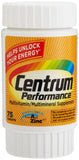 Centrum Performance frasco frontal 75 tabletas mostrando etiqueta y beneficios