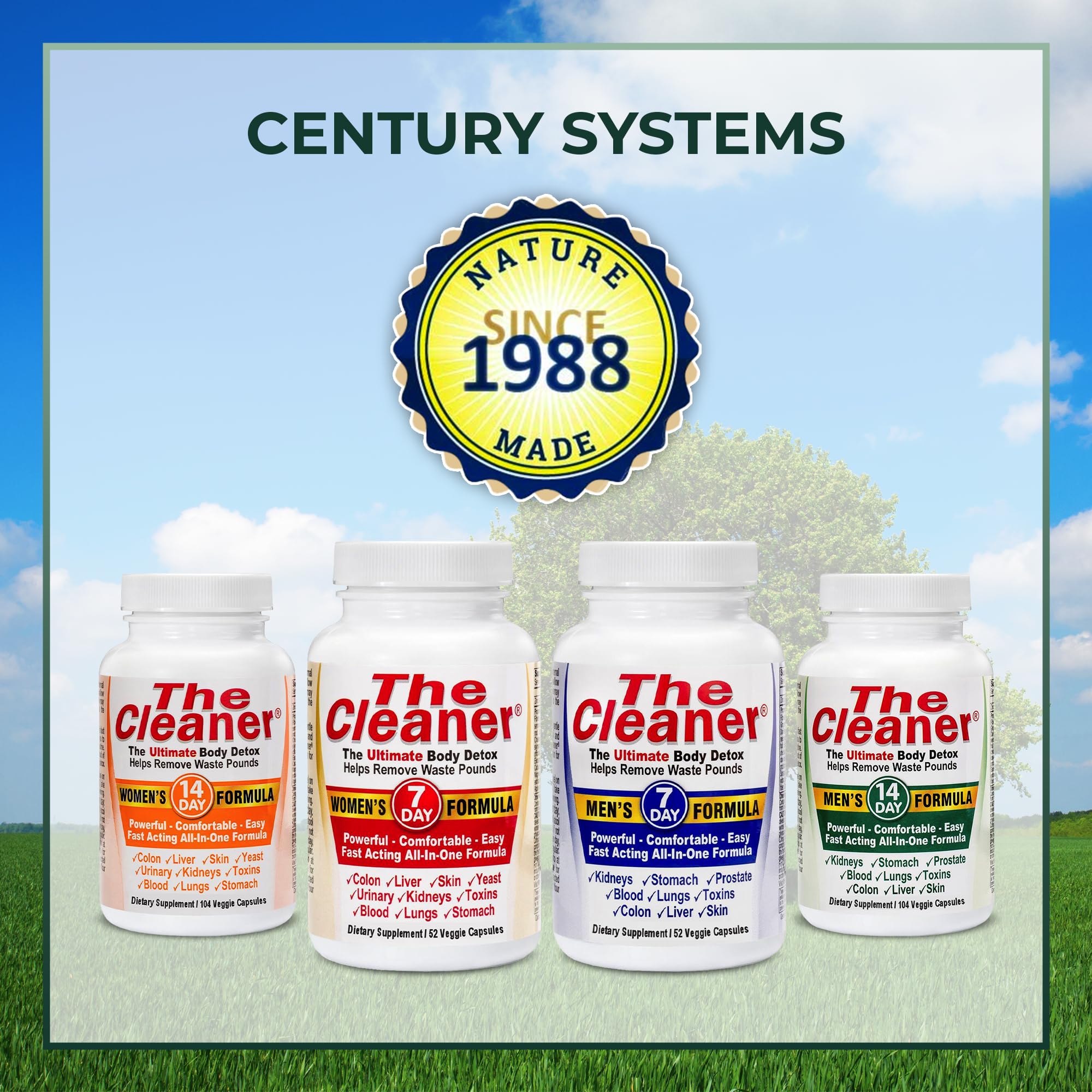 Century Systems The Cleaner etiqueta nutricional cercana mostrando dosis y uso