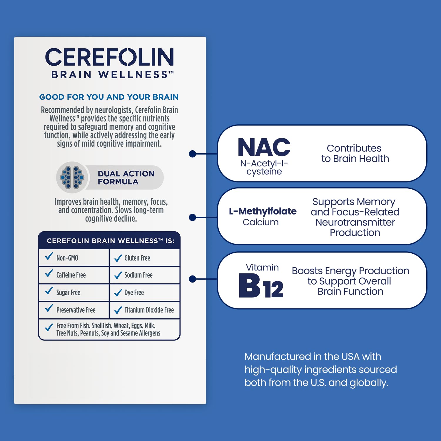 Cerefolin cápsula en primer plano que muestra textura y facilidad de ingestión