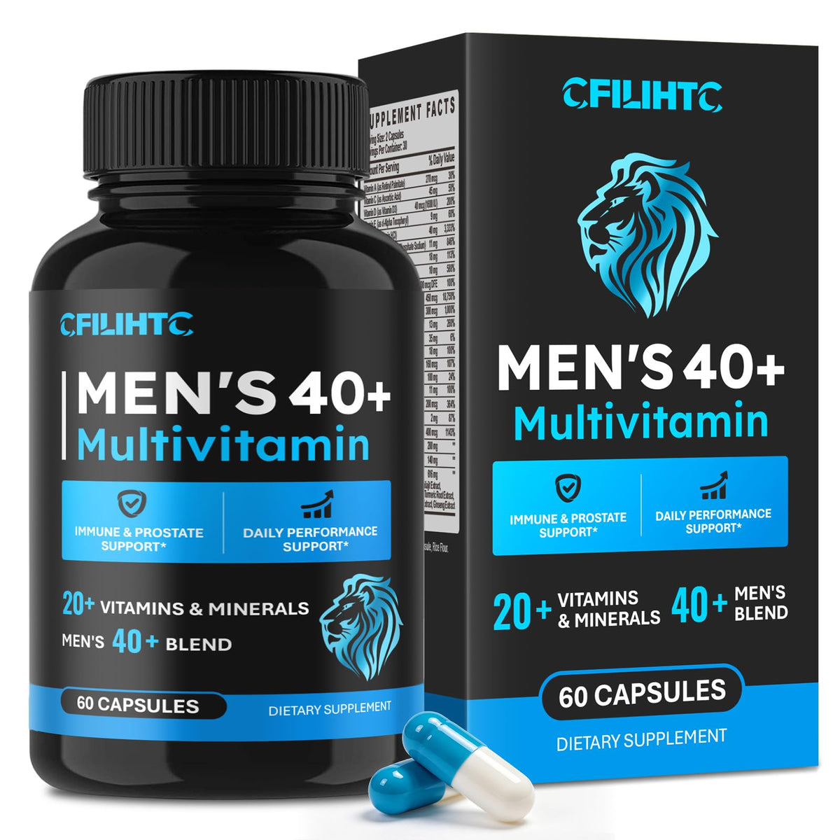CFILIHTC frasco frontal que muestra las multivitaminas para energía y próstata