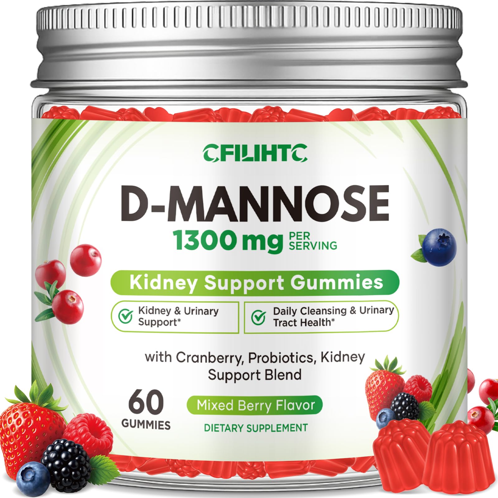 CFILIHTC envase frontal mostrando gomitas y beneficios de salud urinaria
