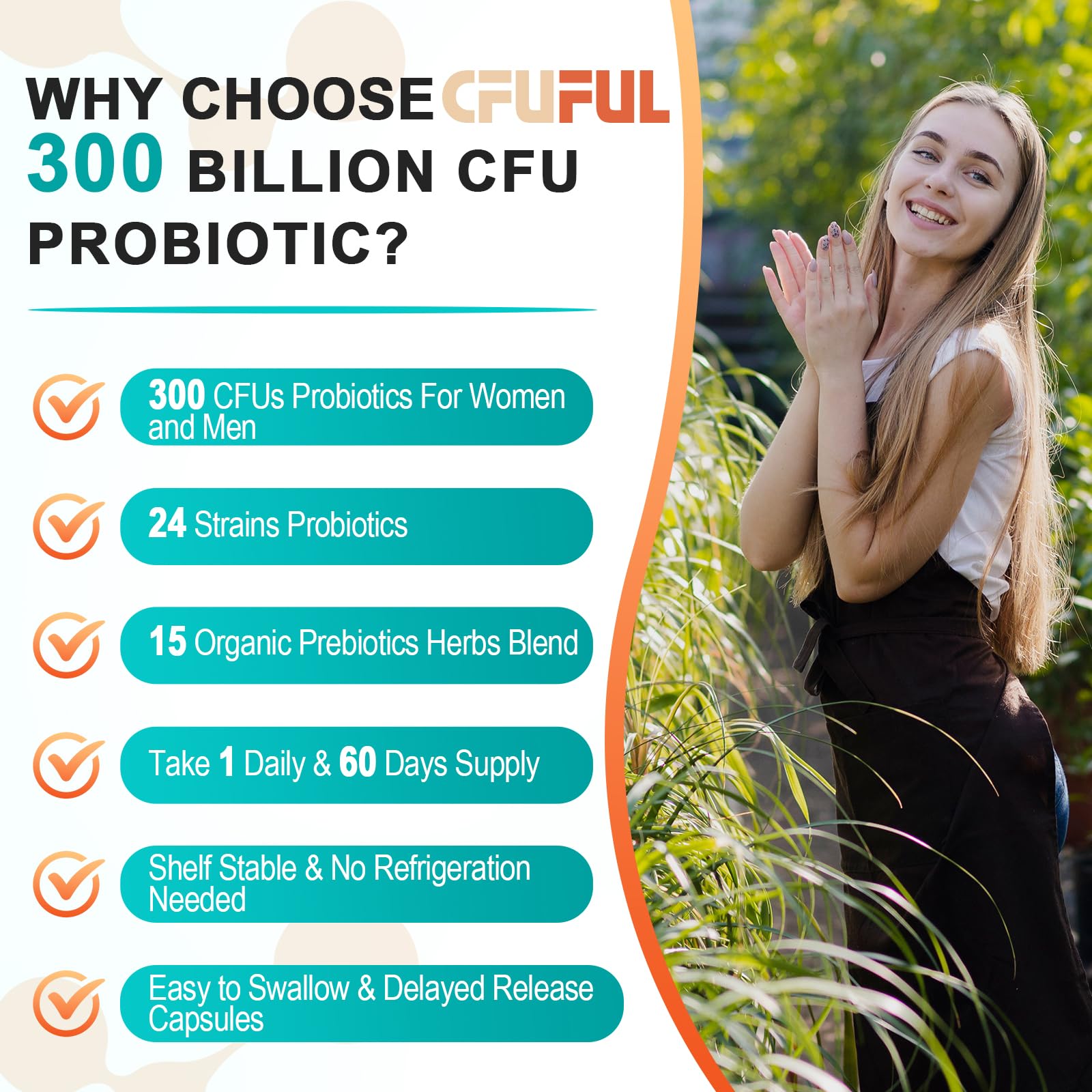 Cfuful ingredientes con hierbas orgánicas como prebiótico para microbiota