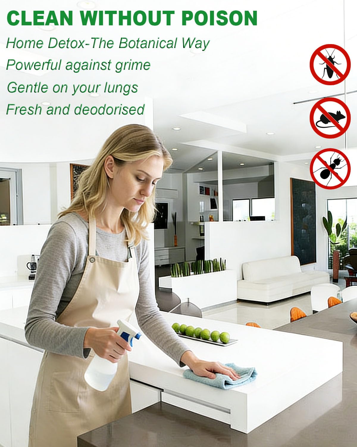 CHDGSJ spray de limpieza casera, aroma mentolado para superficies naturales
