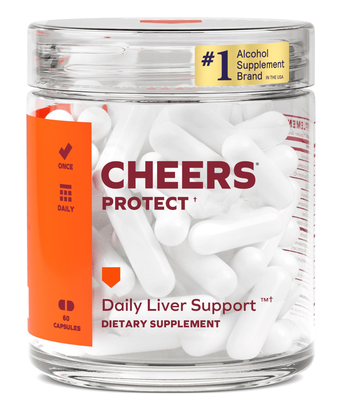 Cheers Protect vista frontal del envase que destaca ingredientes y dosis