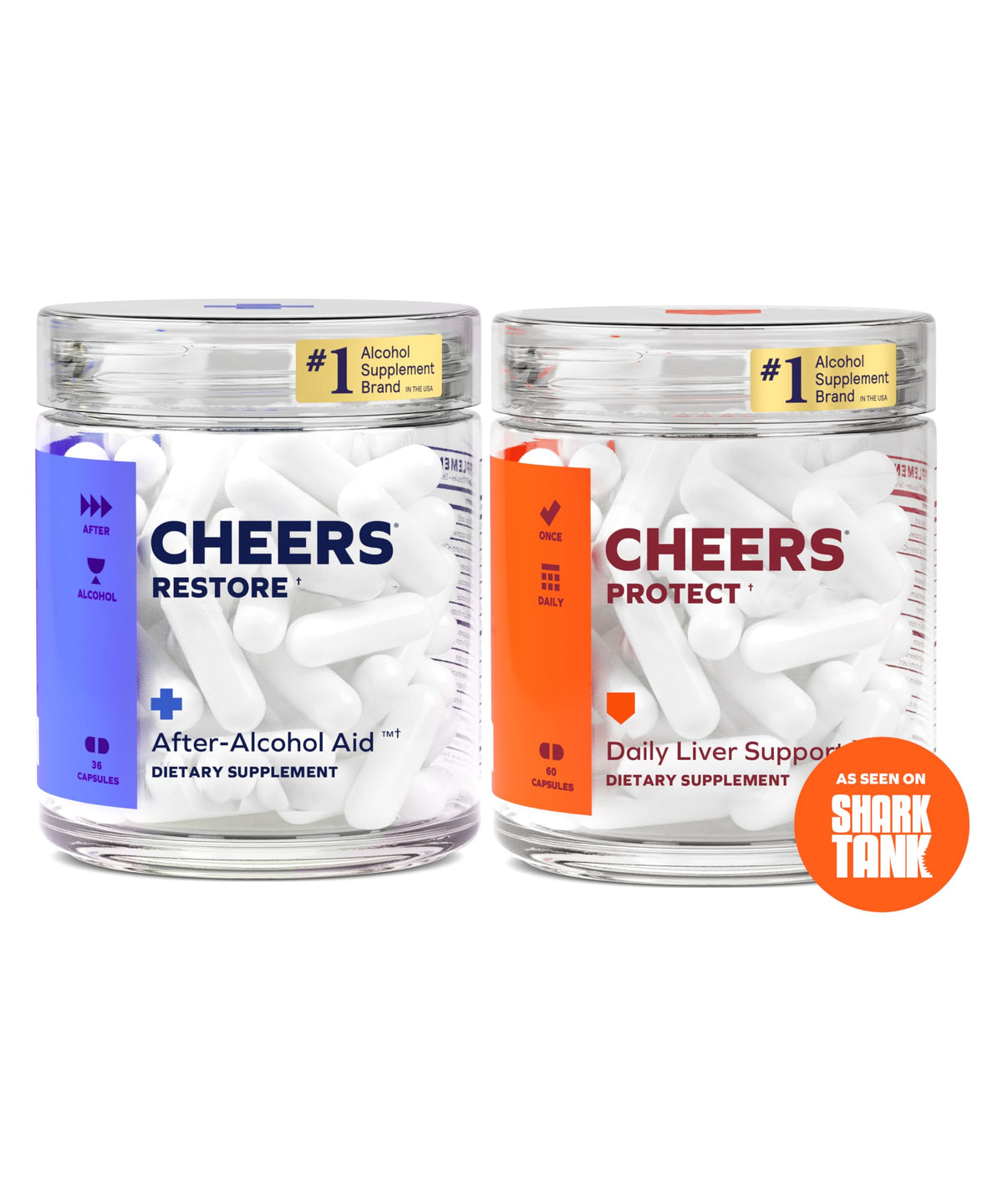 Cheers pack Restore y Protect en su envase frontal, soporte hepático visible
