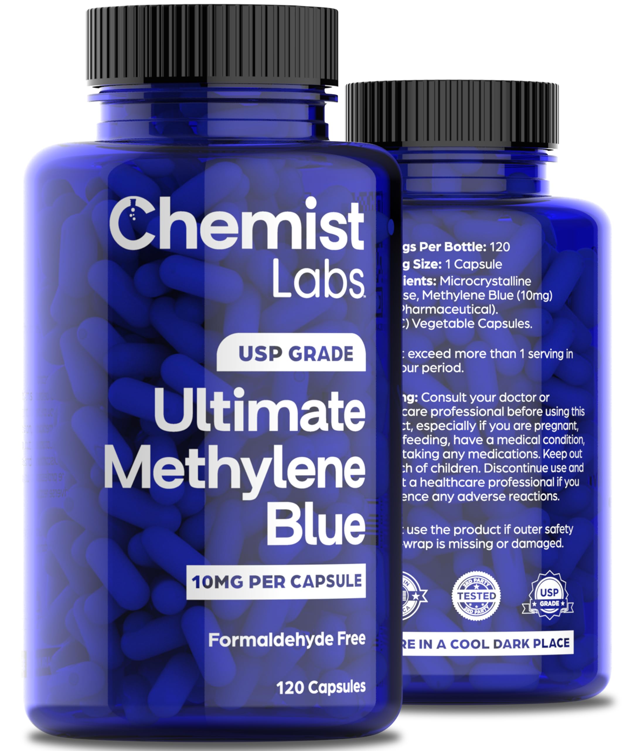 Chemist Labs frente del envase mostrando 120 cápsulas y claridad de etiqueta